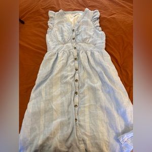 Button down linen feel dress